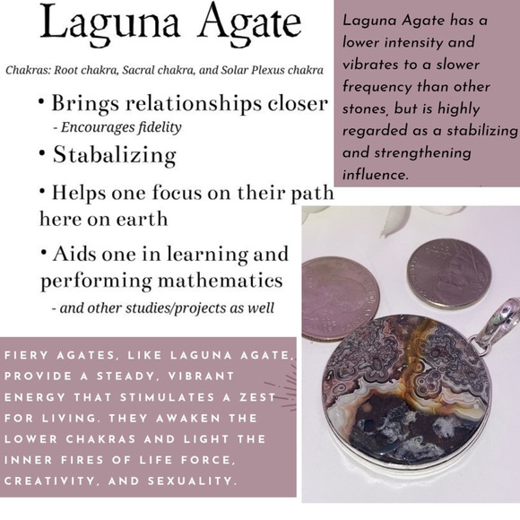 💯 Enticing Mexican Laguna Lace Agate Gemstone Handmade Pendant - Picture 2 of 4